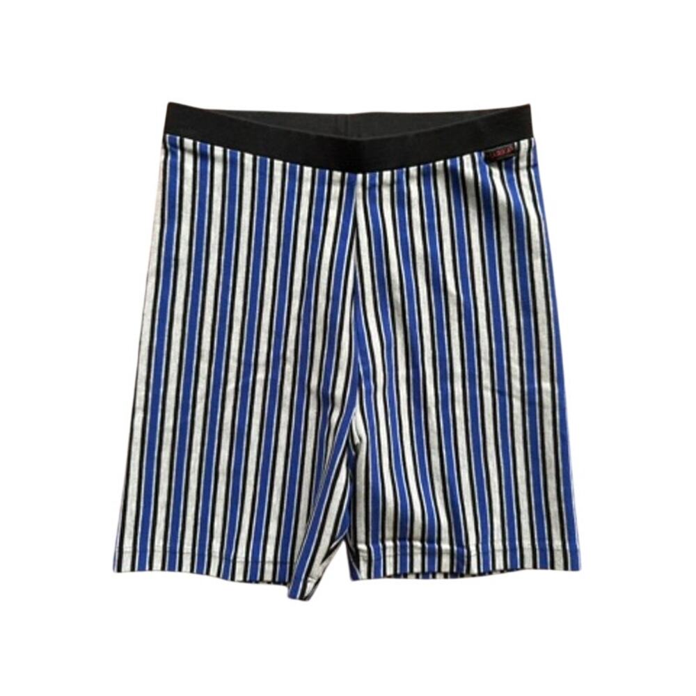 Vintage 80s 90s Marika Blue Striped Coolmax Bike Shorts High Waist M